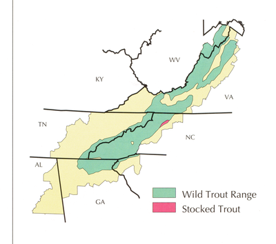 Wild Trout Range Boundaries in the Southern Appalachian Assessment Area