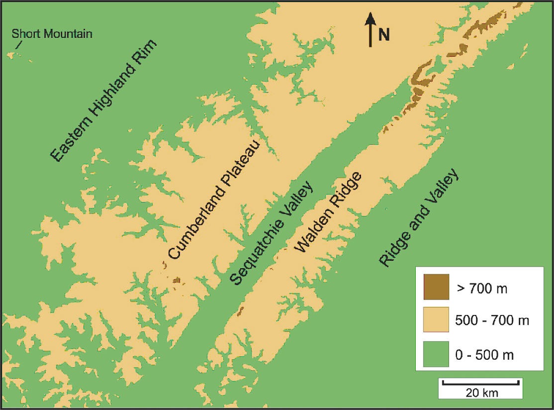 Elevation Map of Appalachian Plateau Province