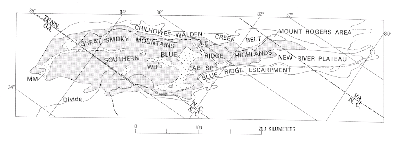 Subdivison of the Southern Blue Ridge