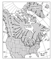 Maximum ice cover of North America during Pleistocene.