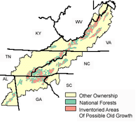 Distribution of Possible Old Growth in National Forest System Lands in the Southern Appalachians